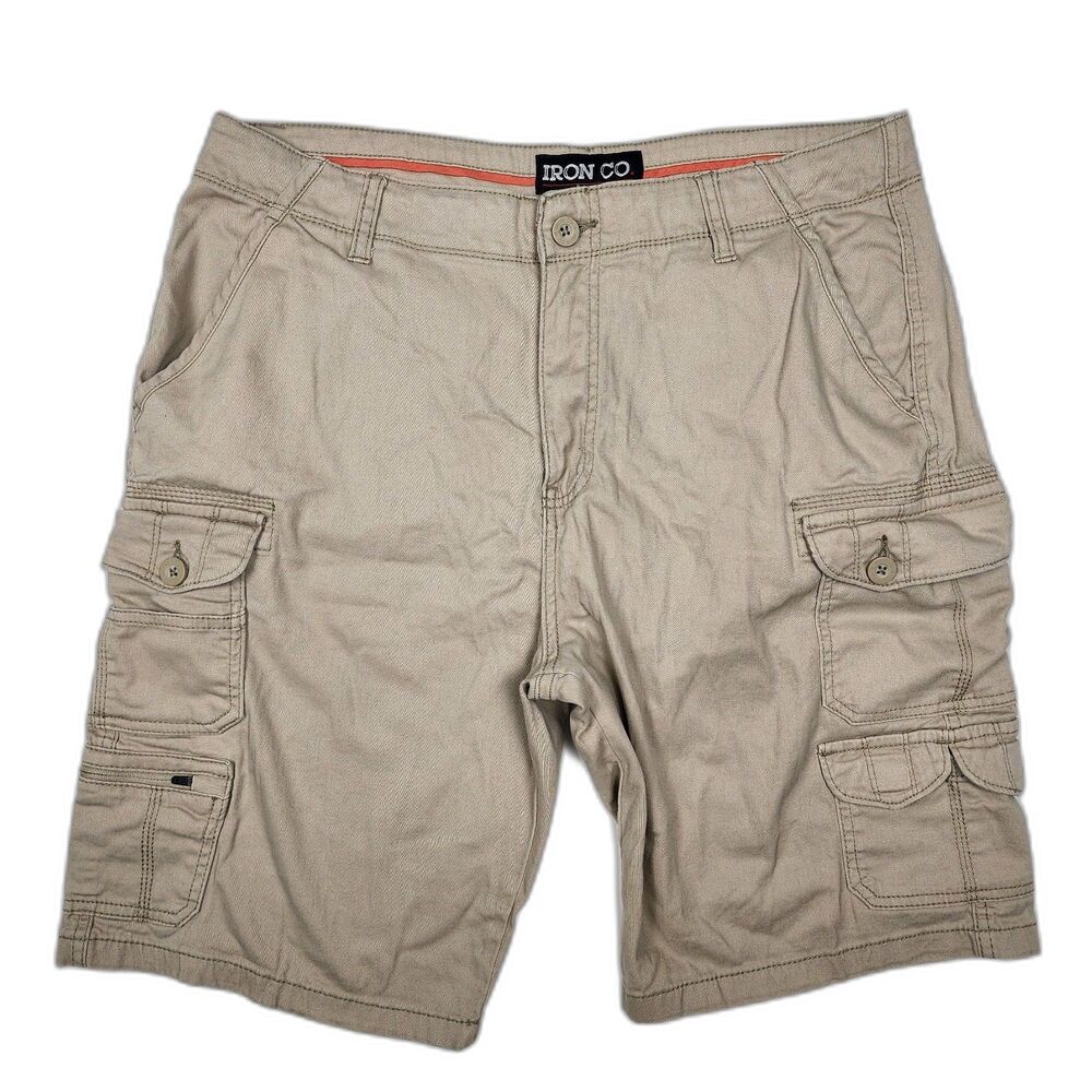 Iron Co. Cargo Pockets Utility Shorts Khaki Tan Men's Size 34